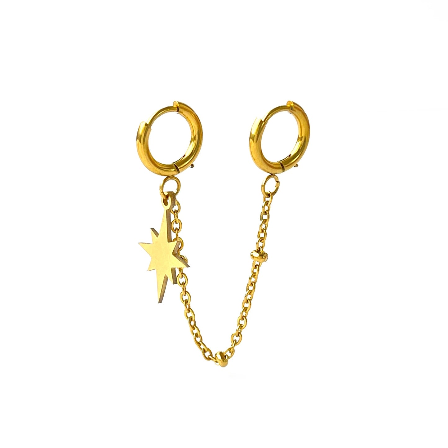 Double Hole Tassel Hoop Earrings Stainless Steel for Women