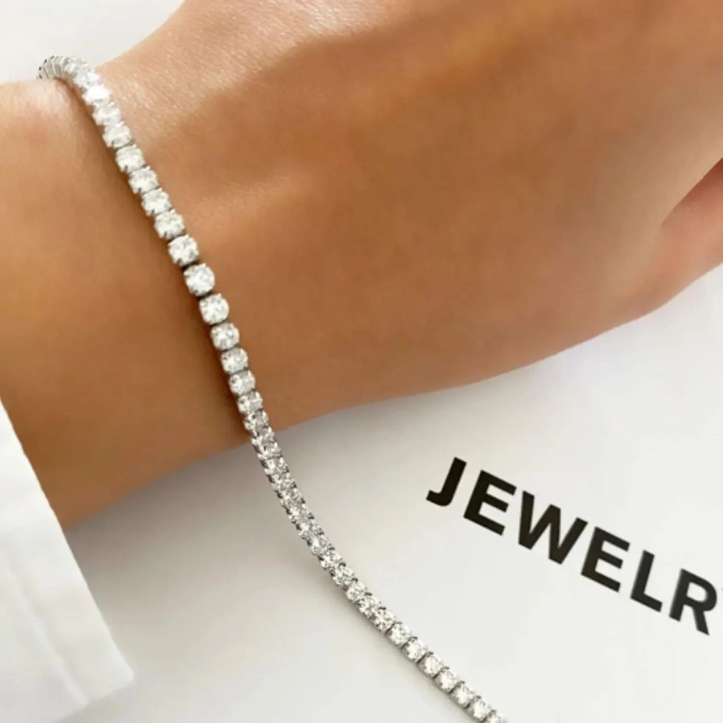 Tennis Necklace Bracelet for Women Sliver Plated Dainty Chocker Necklace Earrings Bracelet for Women Wedding Jewelry for women