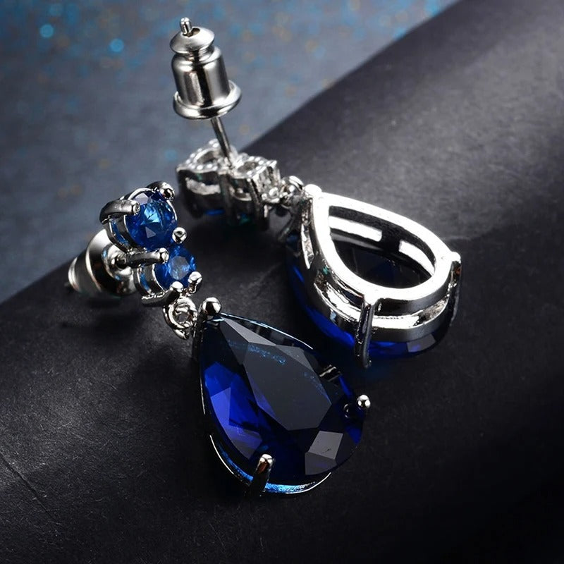 Purple Crystal Floral Dangle Earrings Elegant Jewelry for Women