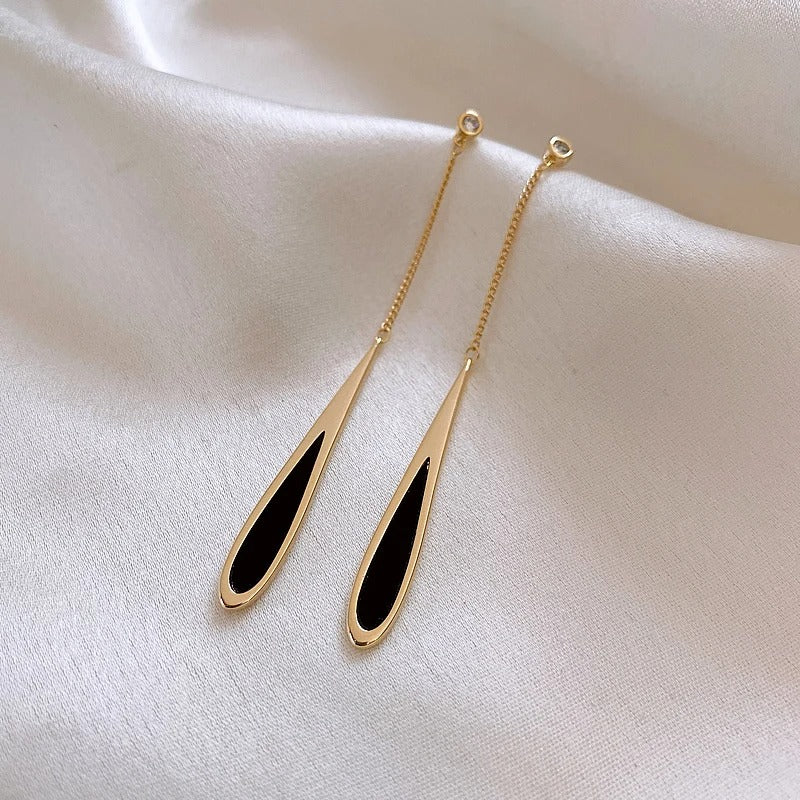 Black Tassel Drop Earrings Fashion Party Jewelry for Women