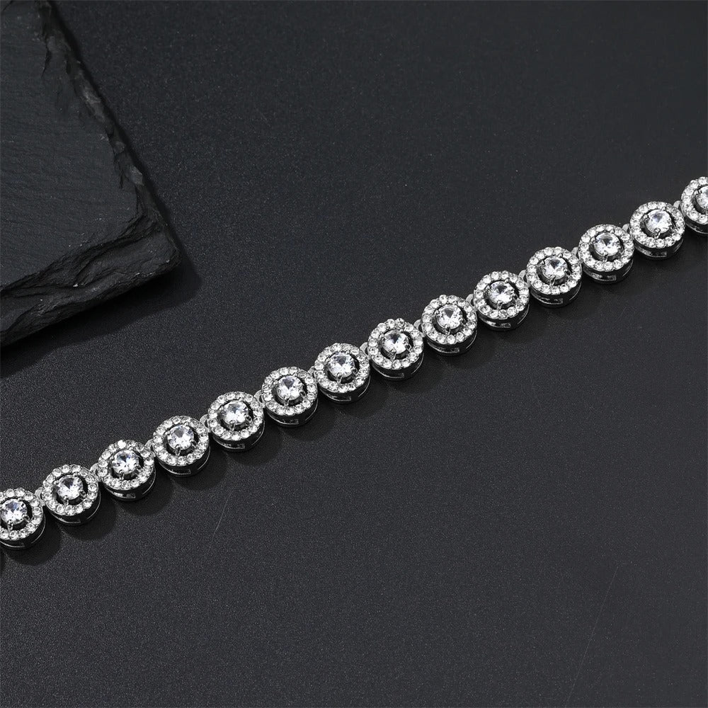 Fashion 9MM Iced Out Crystal Round Tennis Chain Necklace for Men Women Bling Full Cubic Zircon Necklaces Rapper Charm Jewelry