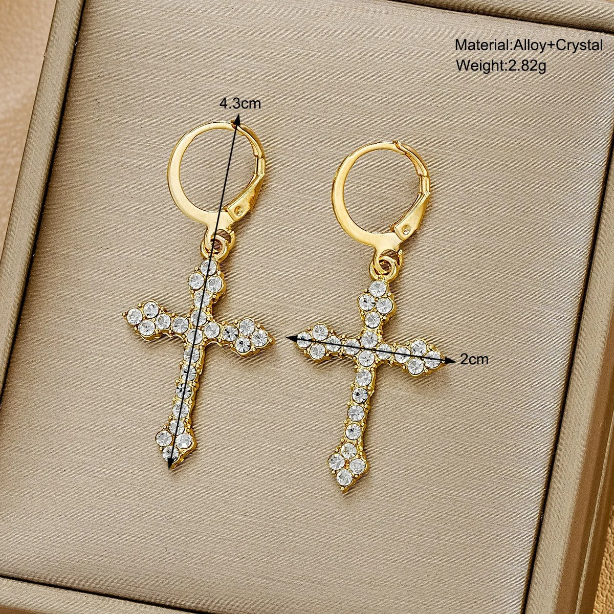 Rhinestone Cross Earrings Kpop Crystal Zircon Cross Drop Earring for Women Earrings Jewelry Accessories