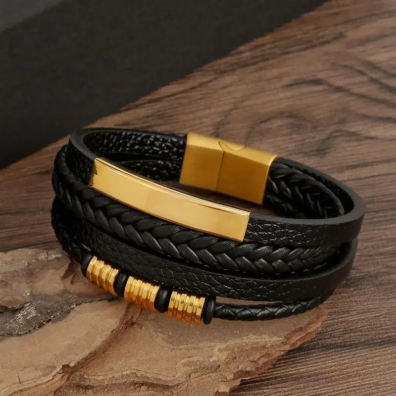 Classic Men's Leather Bracelet New Style Hand-woven Multi-layer Combination Accessory Fashion Jewelry
