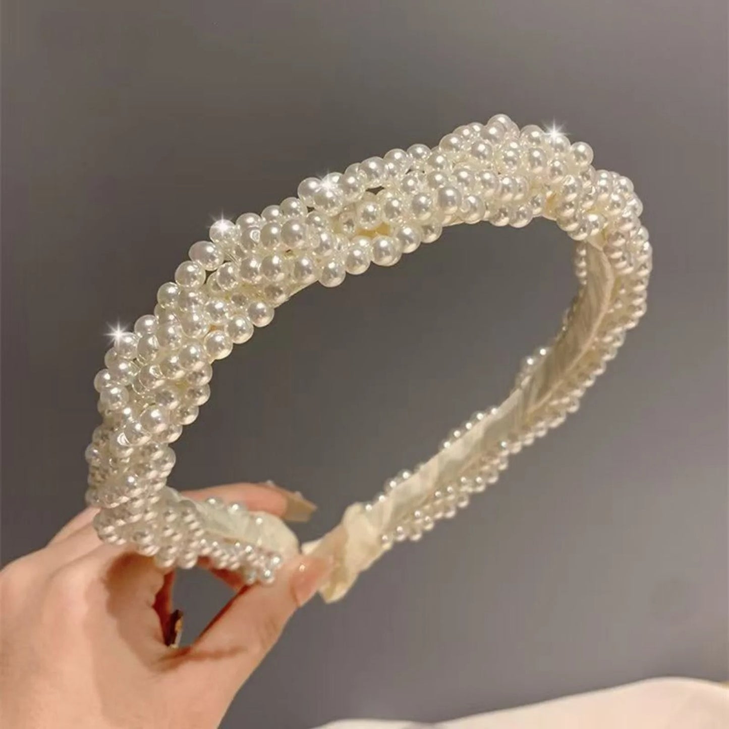 Braided Pearl Headband Sparkling Hair Hoop for Women