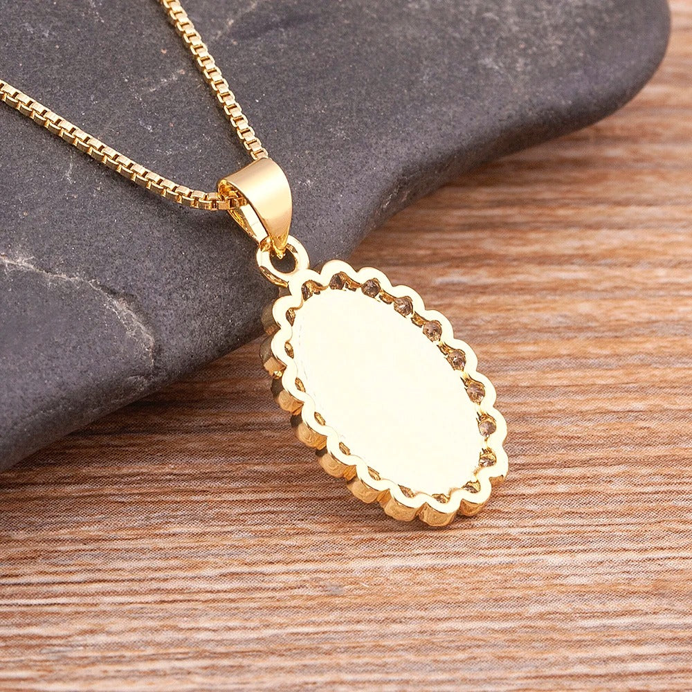 Gold Plated Copper Zircon Pendant Necklace for Women Handmade