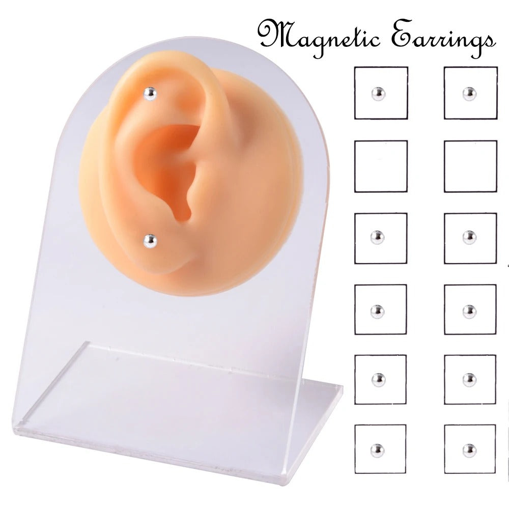 12PCS/Card Magnetic Non Pierced Magnet Ear Tragus Cartilage Lip Labret Stud Nose Ring Jewelry Magnetic Earring