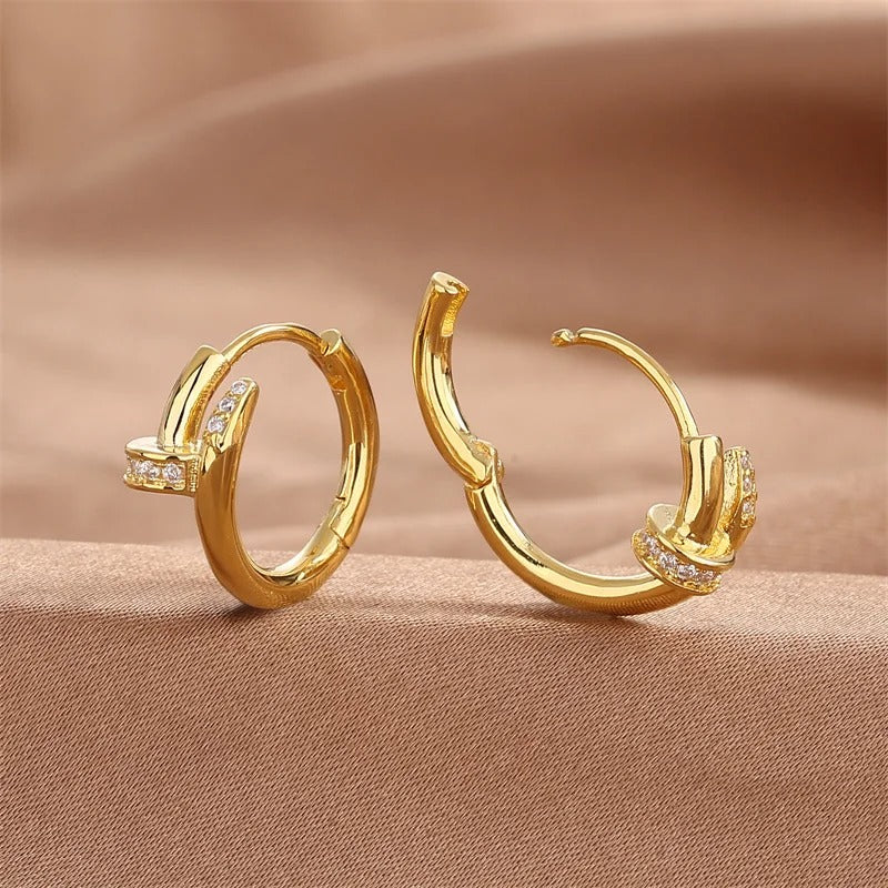 925 Silver Plated Zircon Round Hoop Earrings – Minimalist Shiny Jewelry for Women