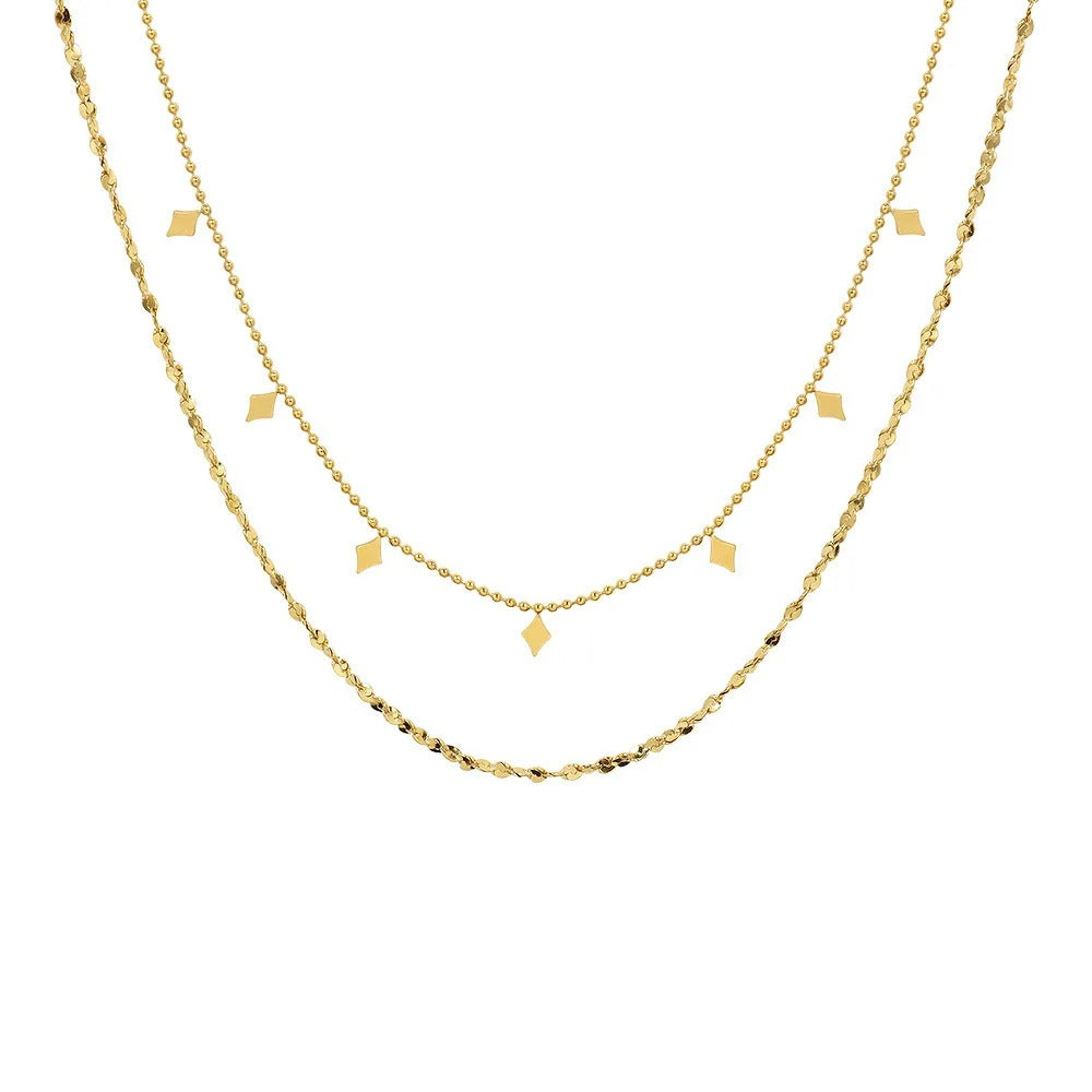 Stainless Steel New Fashion High-end Jewelry Rhombus Zircon Charm Chain Necklace Necklace Pendant for Women