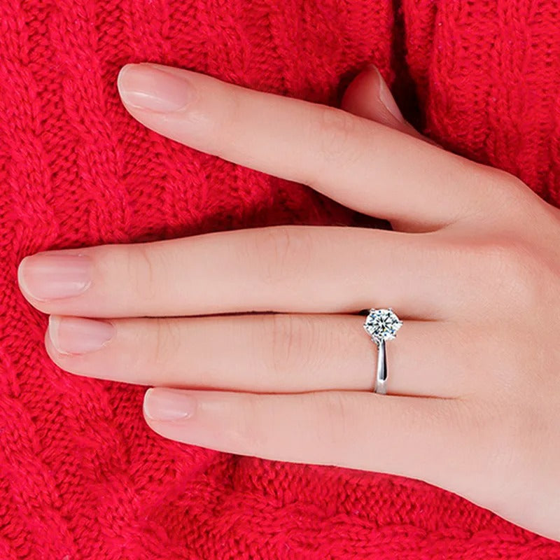S925 Sterling Silver Wedding Rings for Men & Women with Crystal