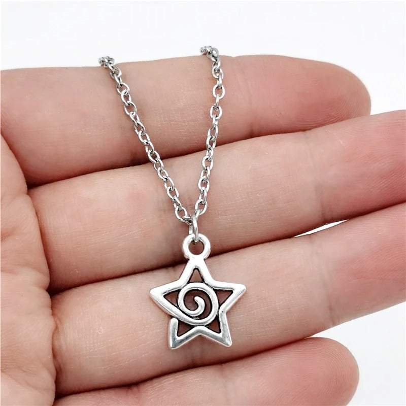Fashion Antique Silvery Color Star Swirl Pendant Necklace for Women Cute Star Jewelry Party Gifts