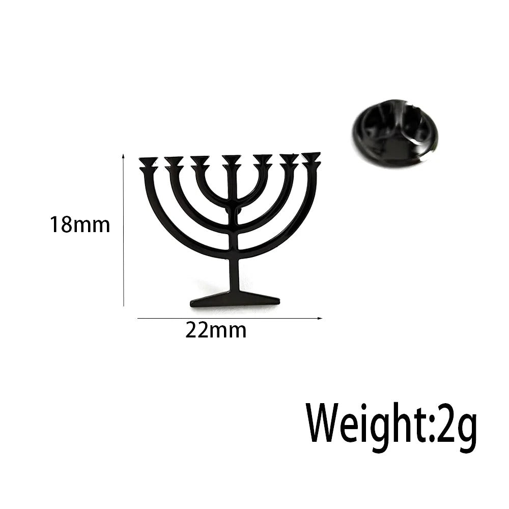 Jewish menorah men's brooch stainless steel lapel pin suit shirt decoration accessories wedding groomsmen gift
