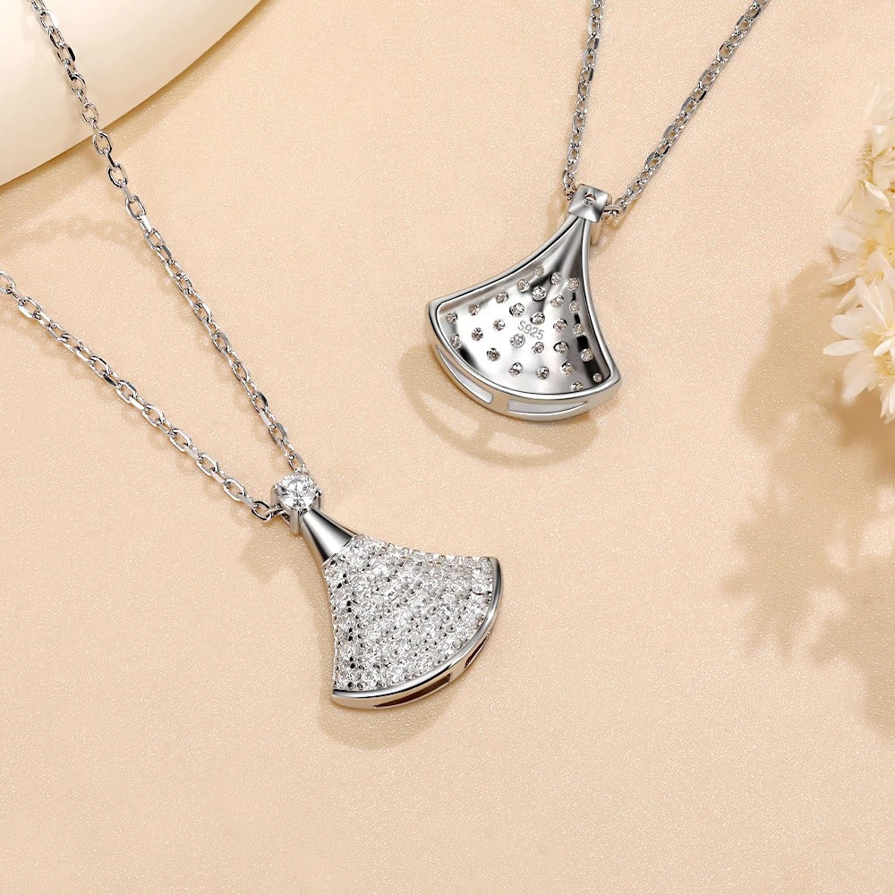 Moissanite Skirt Pendant Necklace for Women S925 Sterling Silver Diamond Chain Fine Jewelry Birthday Anniversary Gift