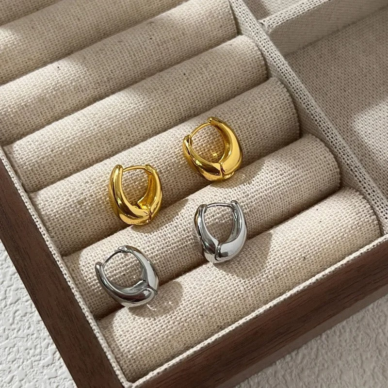 Silver Vintage Gold Round Earrings For Women Trendy Earring Jewelry Prevent Allergy Party Accessories Gift