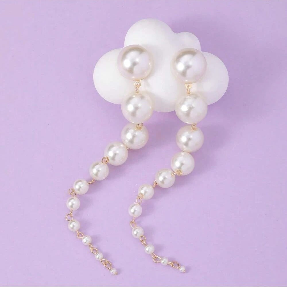 Long Dangling Earrings Women 2025 Trend Elegant Imitation Pearl Tassel Earrings Wedding Party Jewelry Accessories