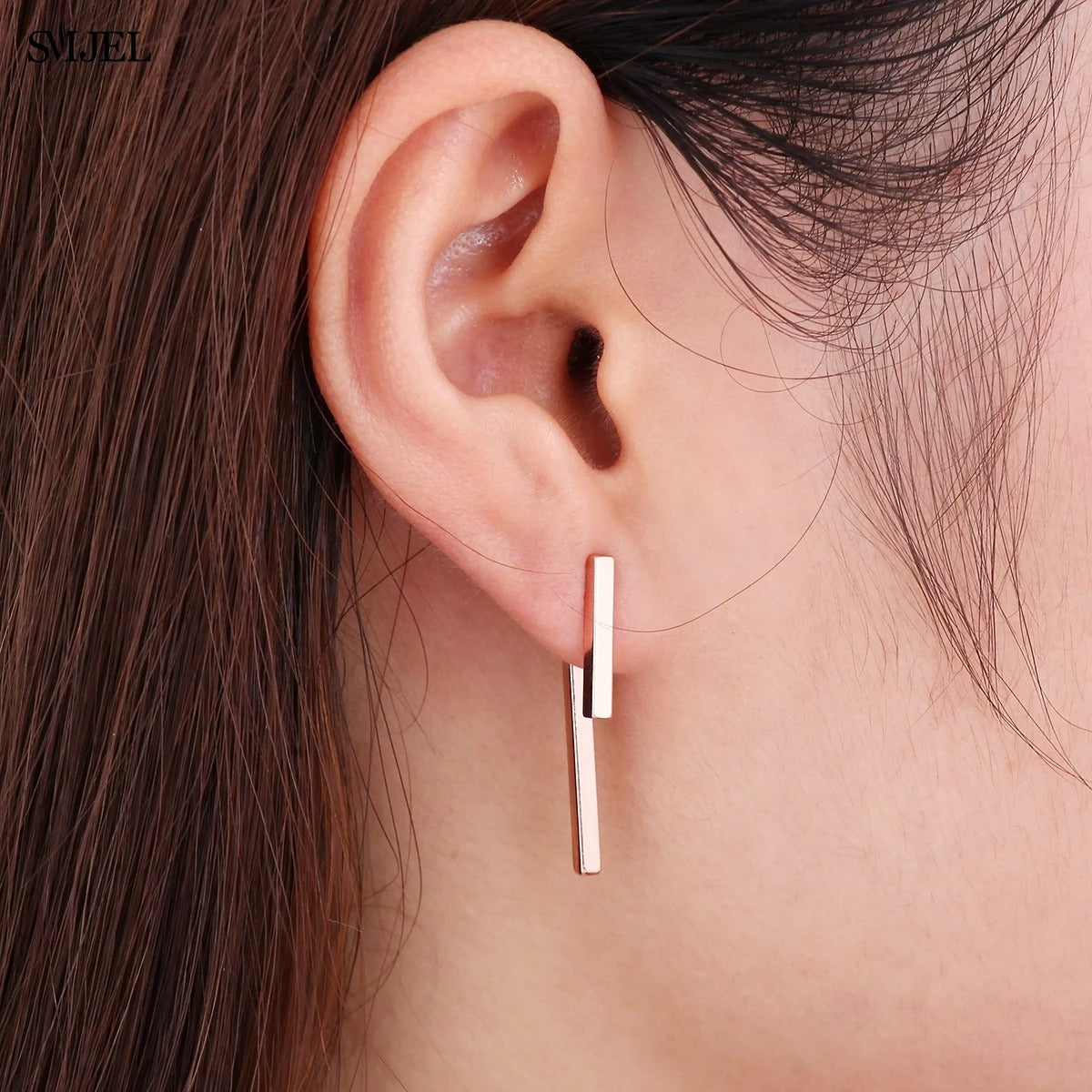 SMJEL 2025 New Fashion Simple T Bar Drop Earring for Women Geometric Ear Jacket Earrings Wedding Gifts S140