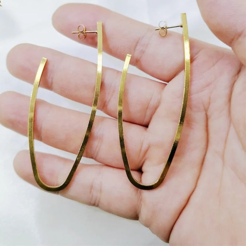 1 Pairs Exaggerated Big Hook Earrings for Women C Shape Ear Studs Earrings Golden Stainless Steel Piercing Jewelry Accessories