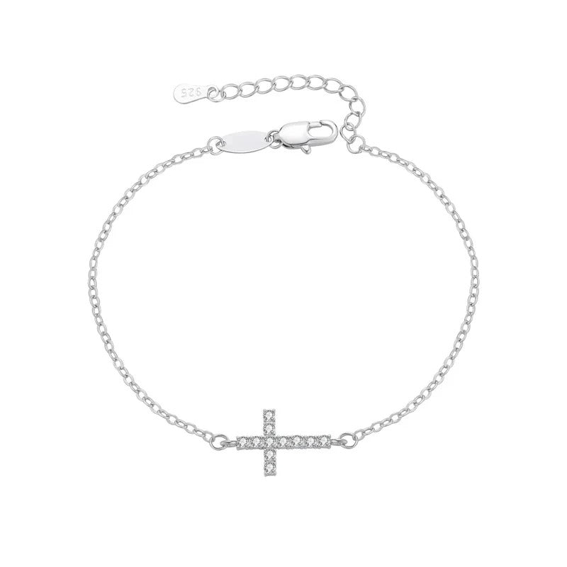925 Sterling Silver Cross Bracelet Charming Women Jewelry Gift