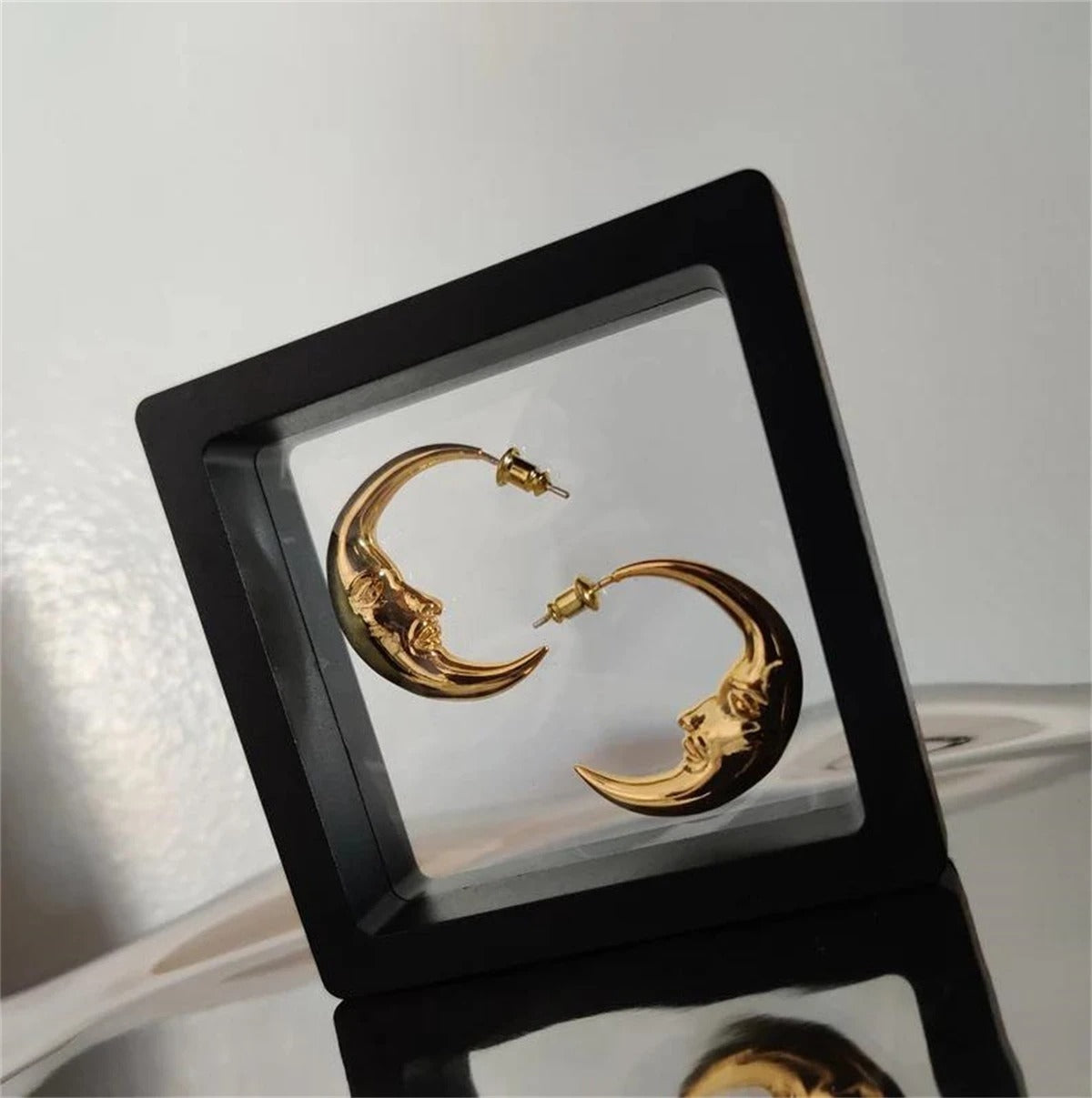 Retro Moon Earrings for Women Artistic Design Gold Plated Trendy Statement Jewelry