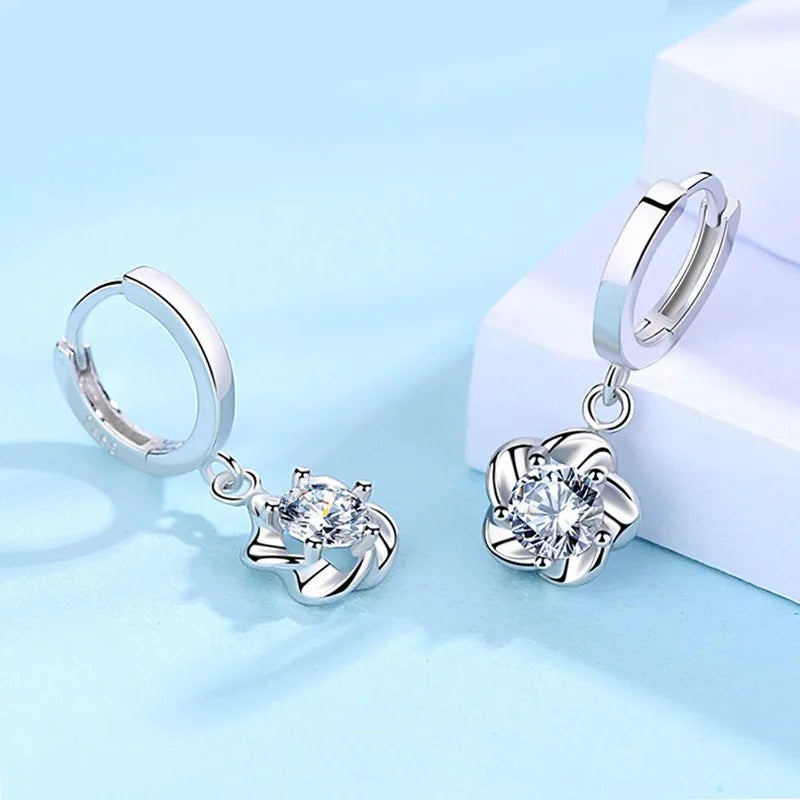 New Fashion Silver Earrings Women Plum Blossom Hoop Gift