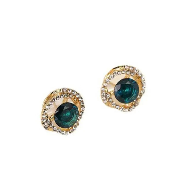 Exquisite Korean Fashion Crystal Earrings For Women Jewelry 2025 Trending New Luxury Women's Noble Green Zircon Stud Earrings