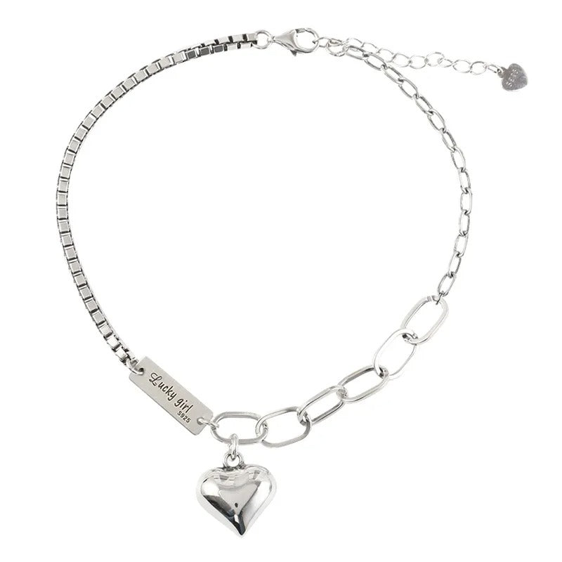 Silver Love Anklet Fashion Simple Charm Women's Anklet Birthday Gift for Friends Exquisite Jewelry