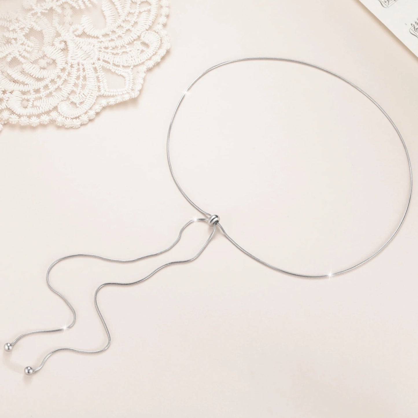 Minimalist Stainless Steel Snake Necklace Adjustable Clavicle Chain