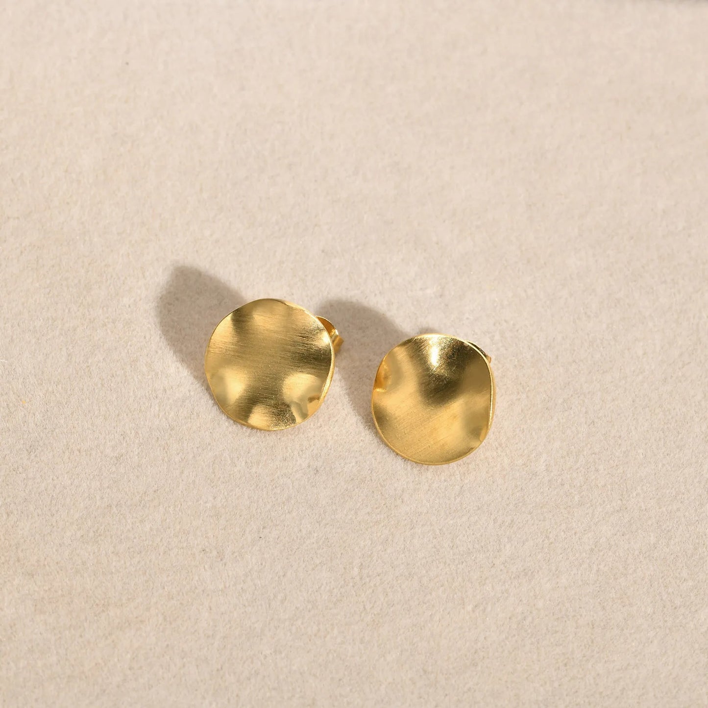 Trendy Gold Round Stud Earrings for Women Stainless Steel Irregular Circle Wedding Party Jewelry Gift