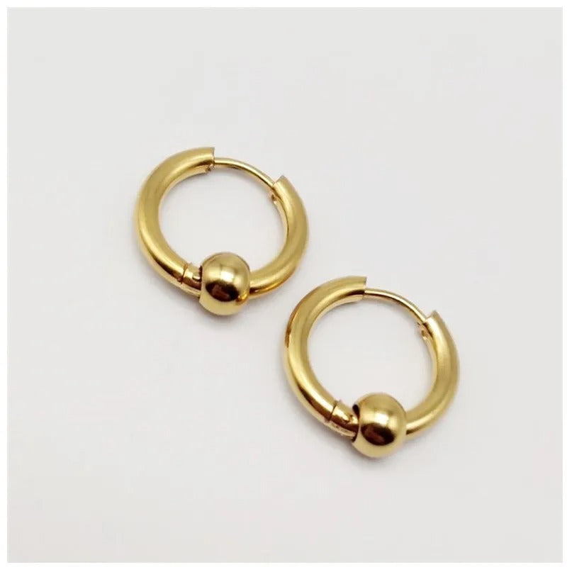 Round Circle Hinged Hoop Earrings Stainless Steel Anti-Allergic