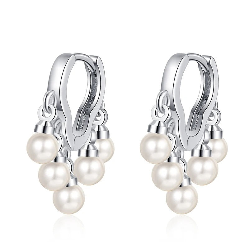 Silver Cloud Tassel Pearls Drop Earrings for Fashion Women Fine Jewelry Minimalist Accessories