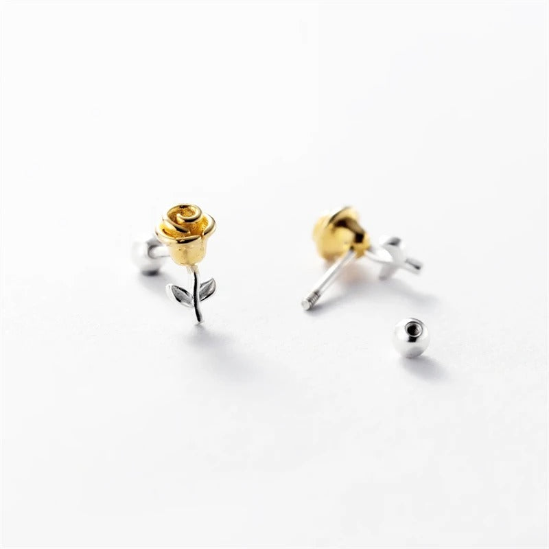 WYEAIIR 925 Sterling Silver Sweet Valentine's Day Gift Romantic Gilded Roses Fine Jewelry Luxury Female Earrings