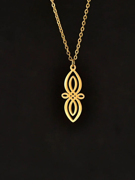 Stainless Steel Jewelry Knot Pendant Necklace Women Amulet Witchcraft Jewelry Geometric Necklace Birthday Gift