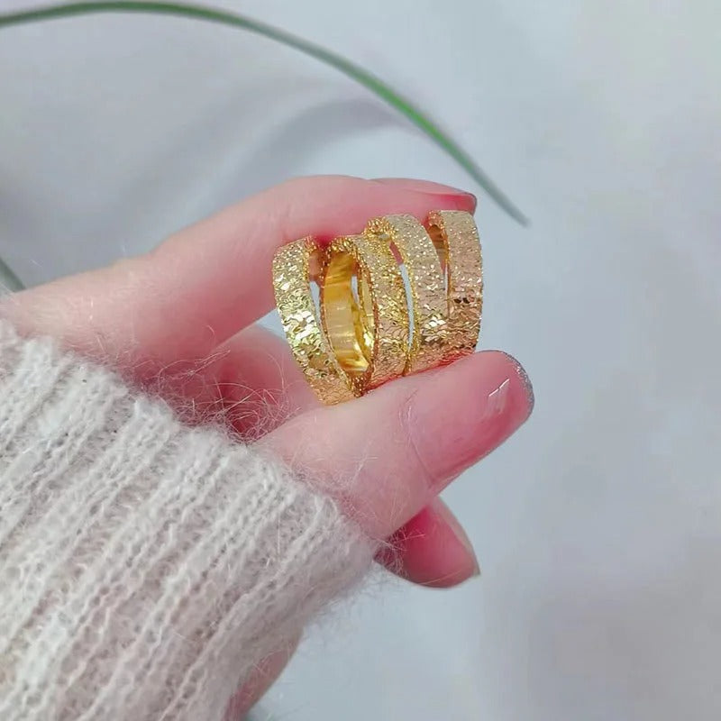 Gold Bling Finger Ring for Women 4mm Stainless Steel Jewelry