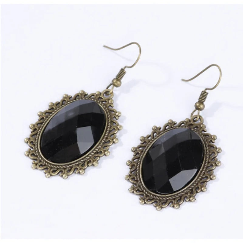 Vintage Big Gemstone Dangle Earrings for Women Punk Luxury Jewelry Gift