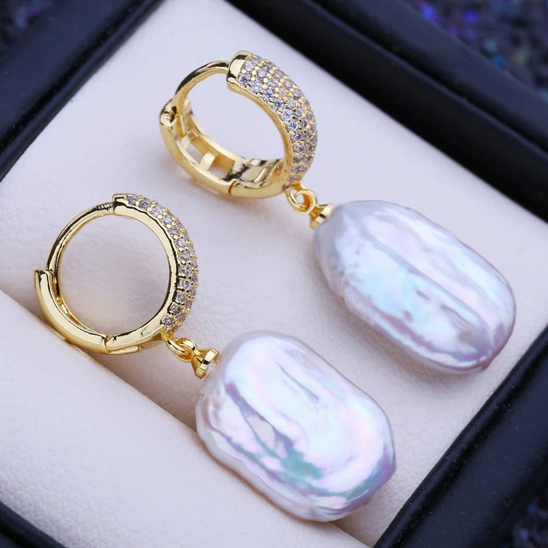 FENASY Natural Freshwater Big Baroque Pearl Drop Earrings For Women 925 Sterling Silver Fashion Wedding Jewelry Birthday Gift