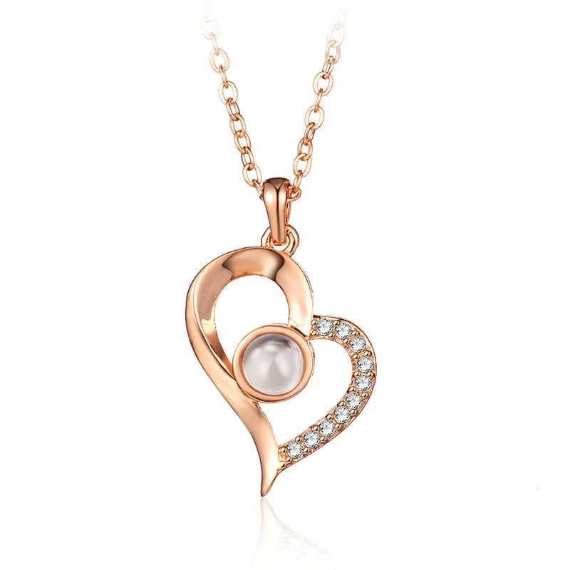 2025 New Romantic Love Memory Wedding Rose Gold & Silver Color Pendant Necklace Gifts