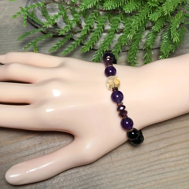 Citrine & Gemstone Healing Bracelet Money, Protection & Stress Relief