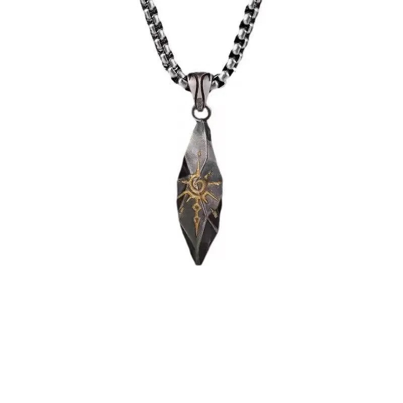 Retro Wishing Stone Men's Necklace Personalized Trendy Cool Meteorite Pendant Jewelry 2025