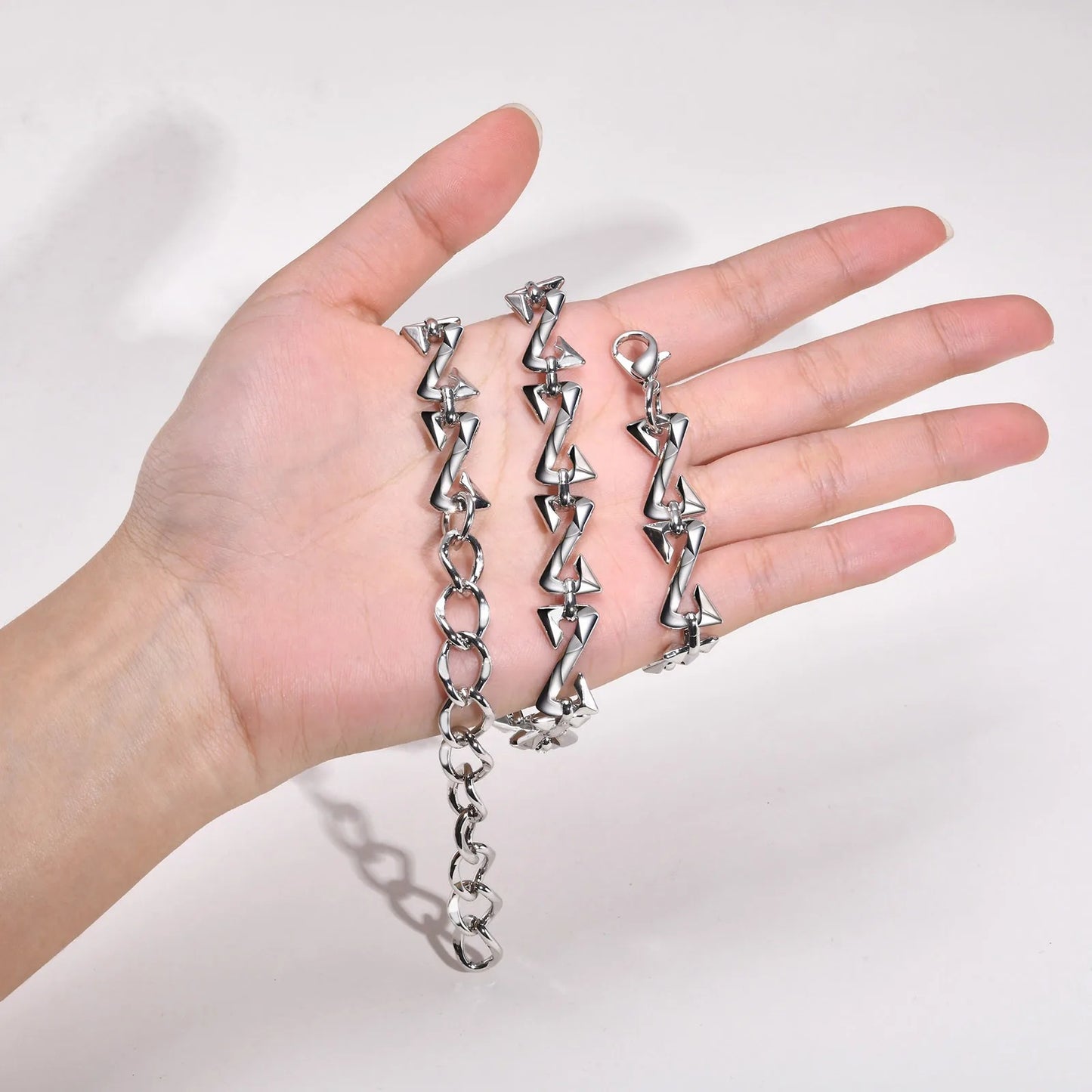 11mm Chain Necklaces for Men Women, Silver Color Unisex Chain Collar,Stylish Letter Z Links Choker, Cool Streetwear Jewelry