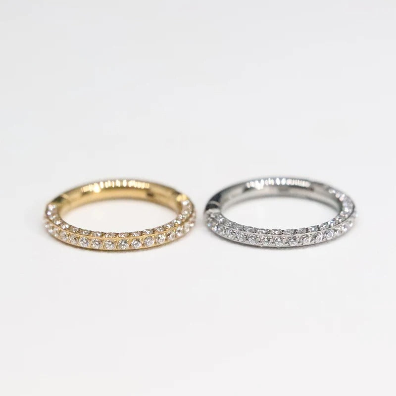 1PC ASTM F136 Titanium CZ Clicker Hoop Nose, Septum, Helix, Tragus, Cartilage Piercing Jewelry G23