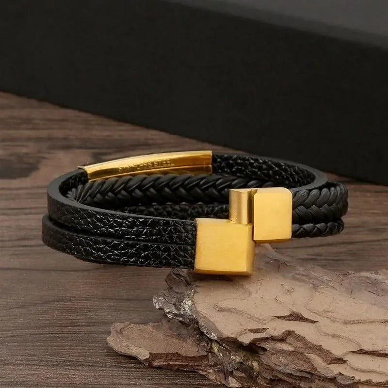 Classic Men's Leather Bracelet New Style Hand-woven Multi-layer Combination Accessory Fashion Jewelry