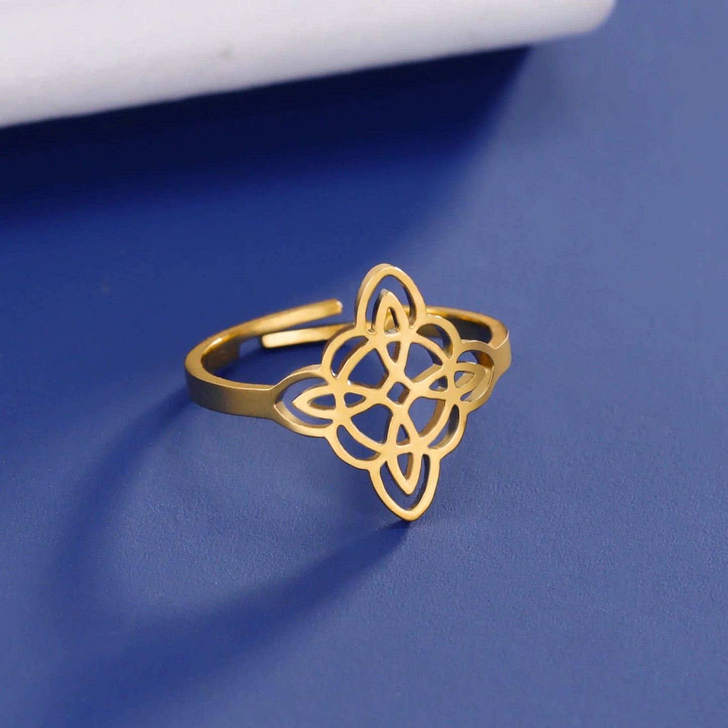 Witch Knot Ring for Women Stainless Steel Adjustable Finger Rings Supernatural Jewelry Accessories Lucky Gift