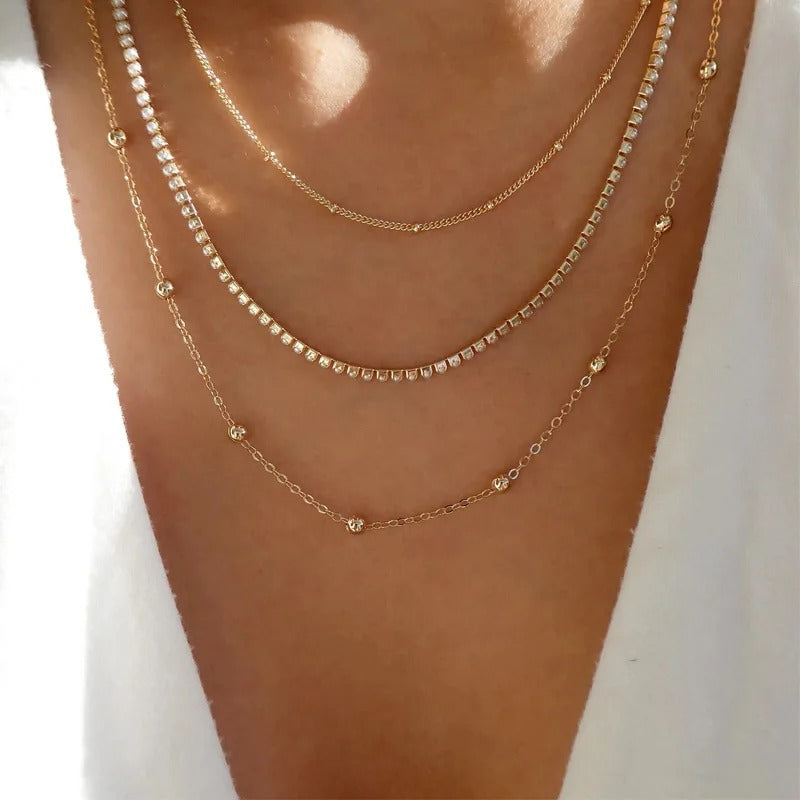 Exaggerated Full Crystal Heart Pendant Necklace For Women Fashion Gold Color Geometry Chain Necklaces Party Jewelry