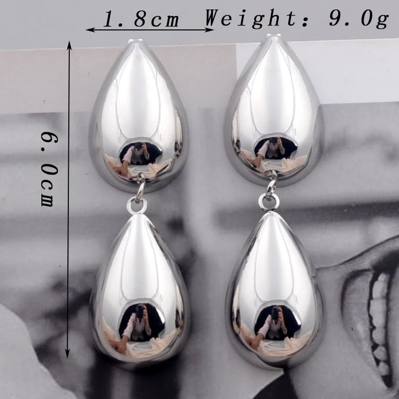 Chunky Water Droplet Dangle Earrings Vintage European Style