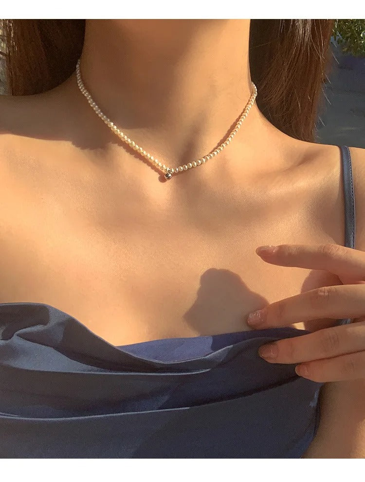 Style Imitation Pearl Choker Necklace Round Bead Pendant Clavicle Chain Necklace For Women Fashion Jewelry