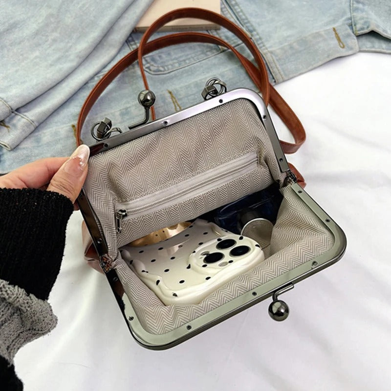 Vintage Brown PU Leather Handbag Designer Shell Shoulder & Crossbody Bag for Women