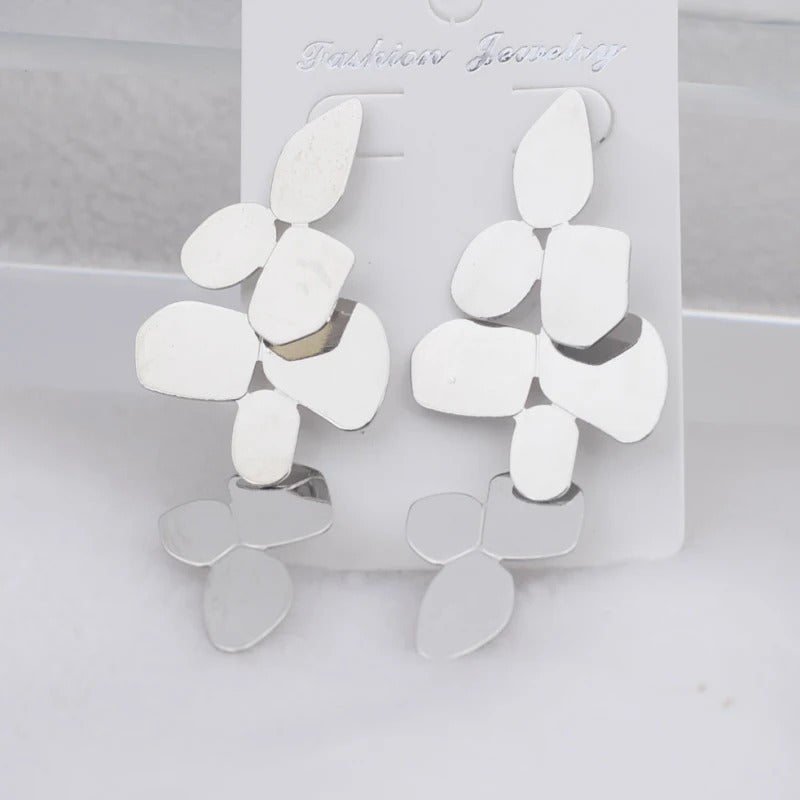 Long Multi-Layer Hanging Earrings Irregular Metal Drop Women