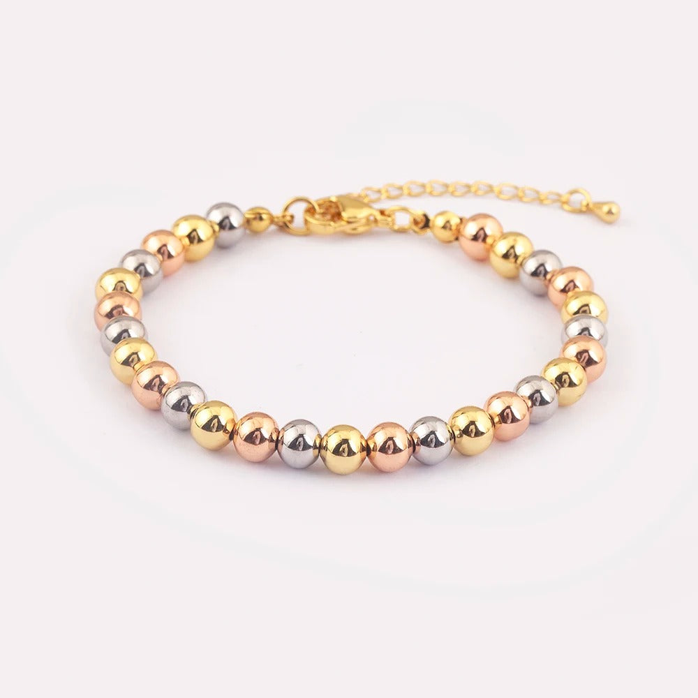 Retro Punk Colorful Beads Charm Bracelet Adjustable for Women