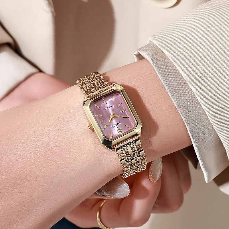 2025 Stainless Steel Strap Watch Women Luxury Gift Quartz Wristwatch Fashion Simple Square Quartz Watches