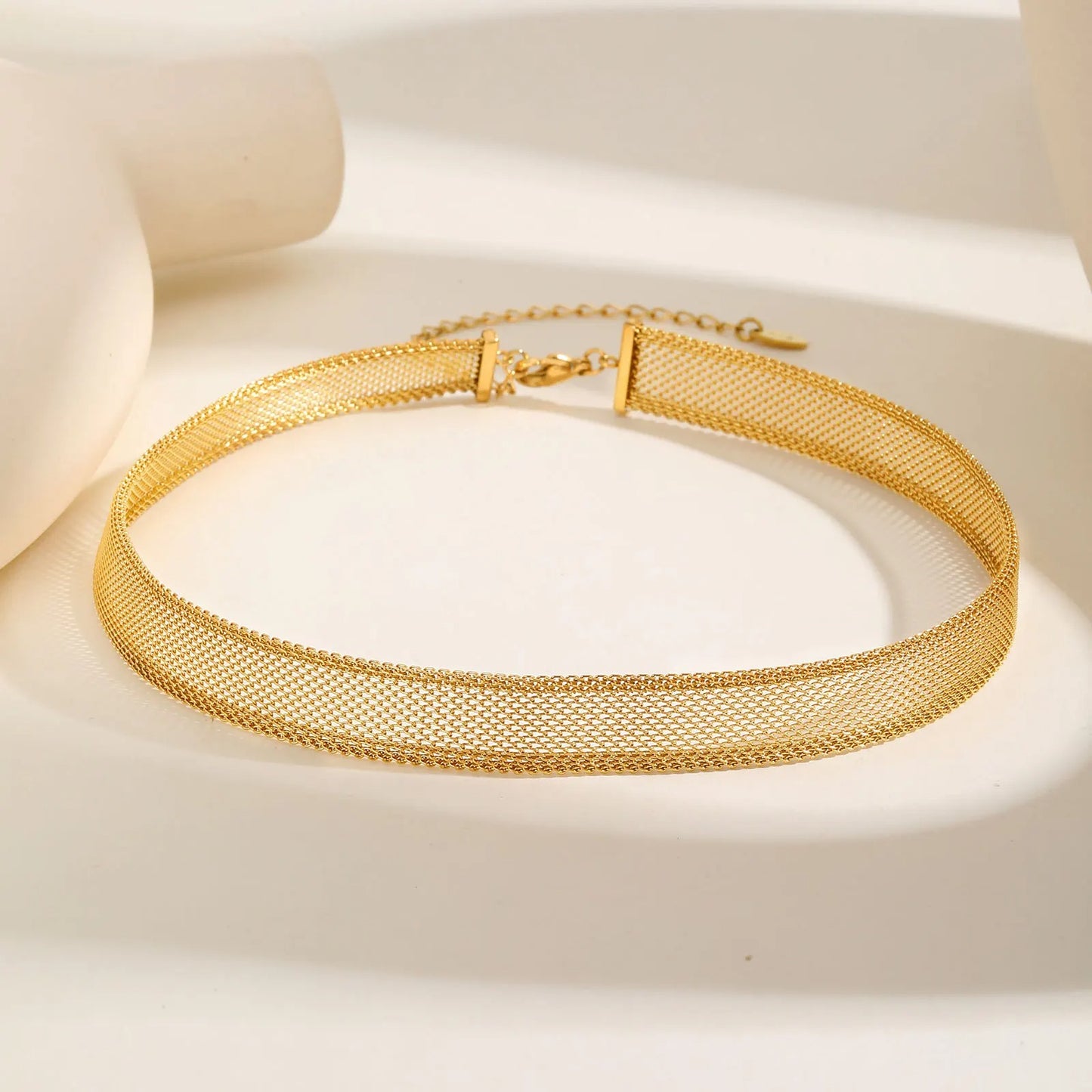 Gold Plated Hollow Mesh Choker Necklace for Women,Stainless Steel Waterproof Necklaces,Fashion Jewelry Gift