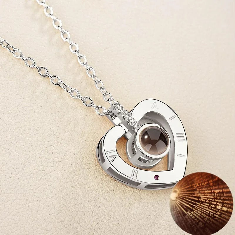 2025 New Romantic Love Memory Wedding Rose Gold & Silver Color Pendant Necklace Gifts